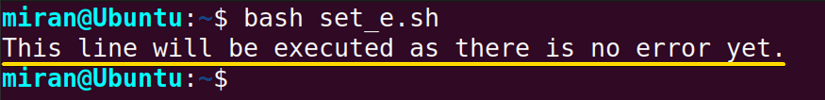 Using “set -e” to Stop the Execution