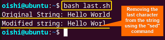 Removing last character