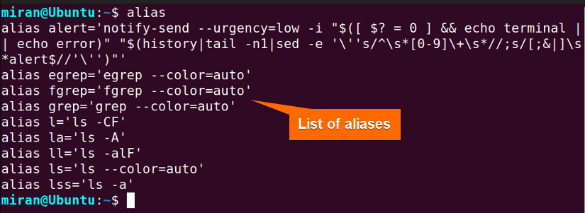 Check the aliases