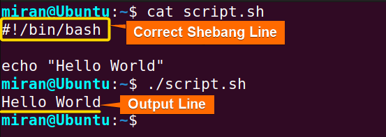 Correct shebang line