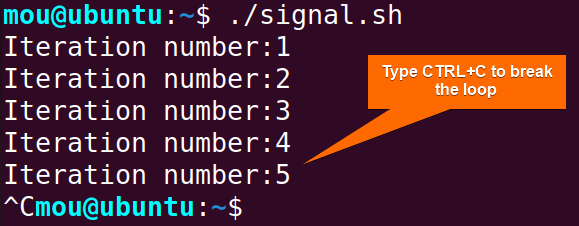 break while loop based on signal