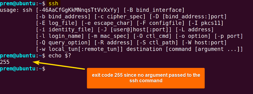 exit code 255