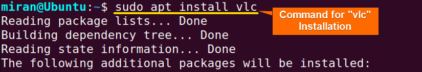 Installing vlc in the system