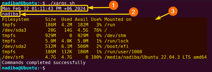 Start 3 processes in parallel in Bash using "xargs" command