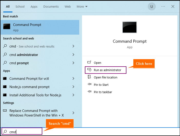 Opening command prompt with administrative permission