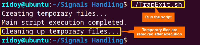 clear temporary file before script exit