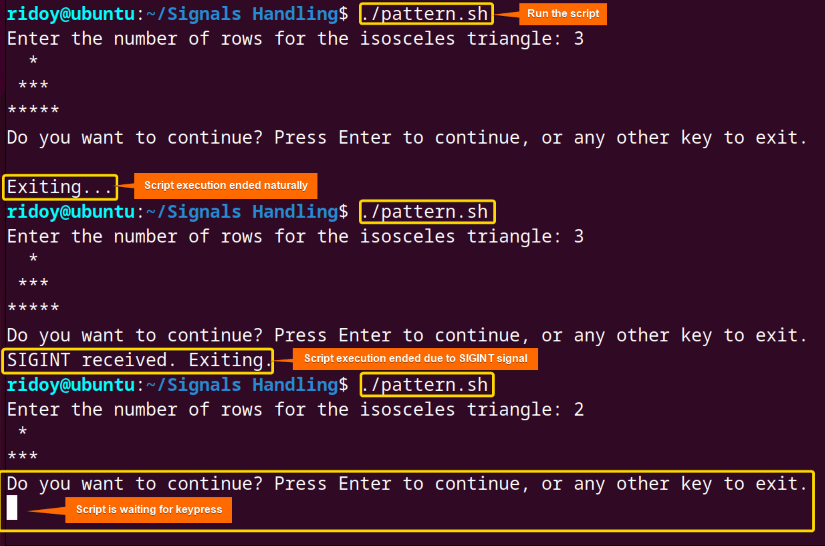 bash script waiting for key press from keyboard