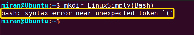 Reason for “bash syntax error near unexpected token” Error