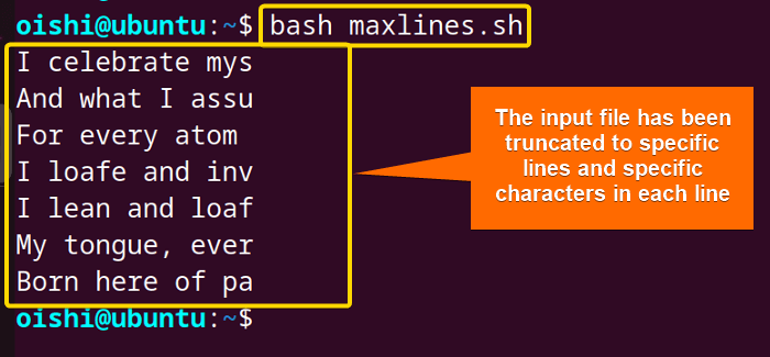 Truncate line and words