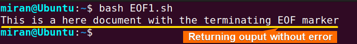 Adding close statement in Here Document