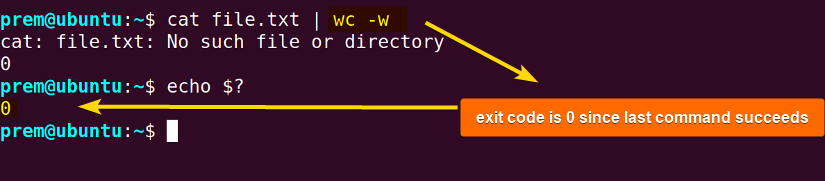 basic pipeline exit code