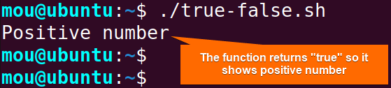 returns boolean from function using true-false commands