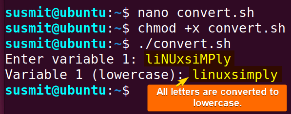 The eval command with tr command has converted the case.