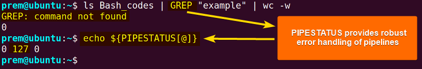 pipestatus stores nonzero exit code