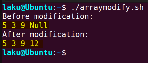 Modify array after passing it to a Bash function