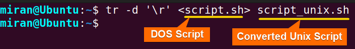 Converting the bash file to LF mode using the “tr” Command to fix bin bash m bad interpreter error