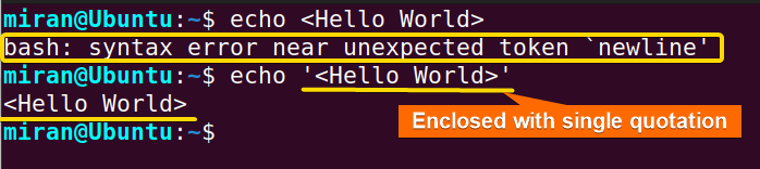 Fix “syntax error near unexpected token `newline'” with quotaiton
