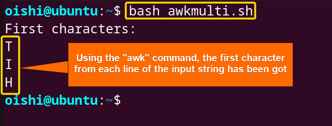 Get the first character of multiple line 