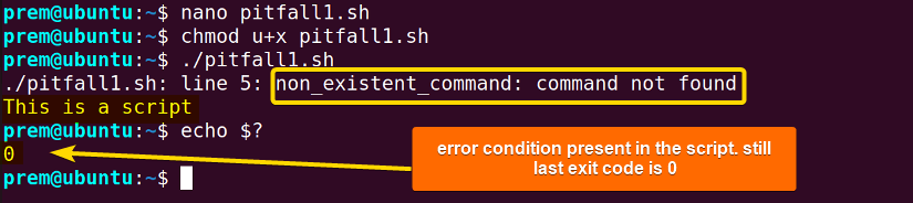 pitfall of not exiting immediately after an error