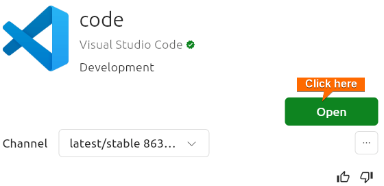Finally, click on "Open" to start the VSCode.