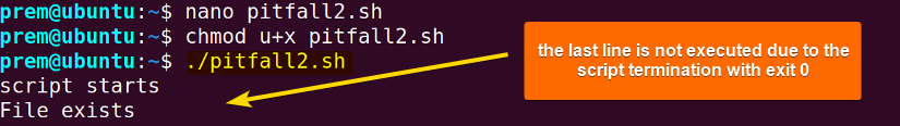 unexpected termination of scripts
