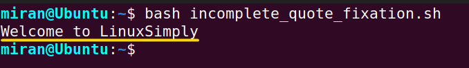 Correcting the Missing Quotation