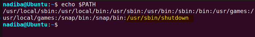 Verifying PATH variable using the "echo" command