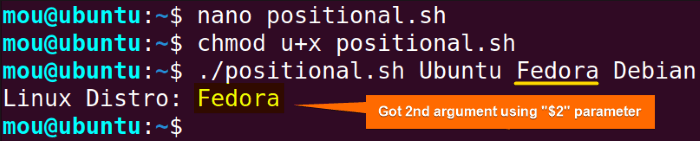 getting a single argument using positional parameter