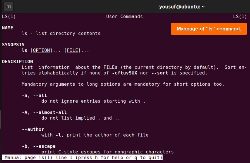Using man command for external commands