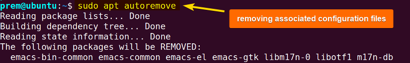 removing configuration files 