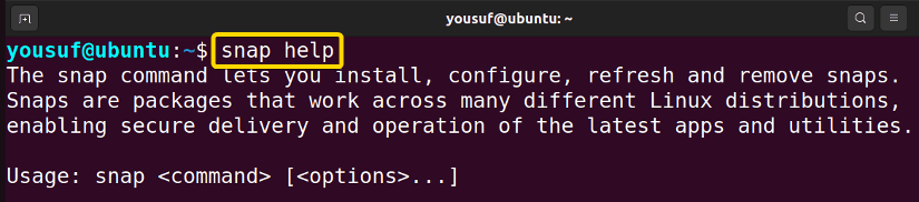 Getting snap command description