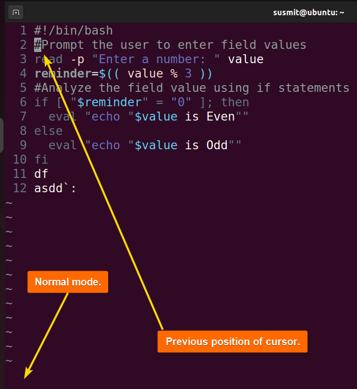 Previous position of the cursor.
