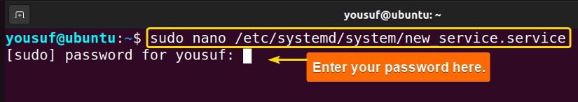 Creating unit file using nano