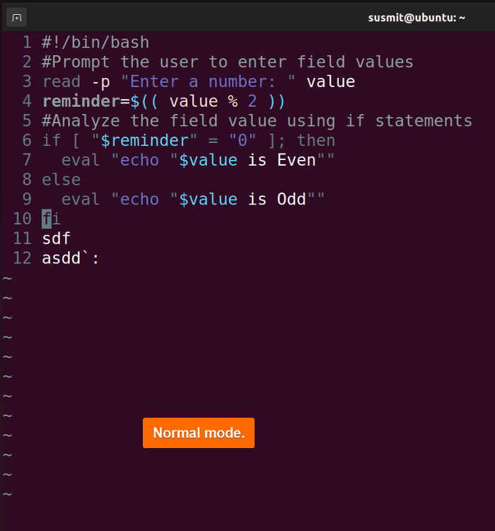 Normal mode.