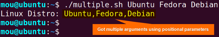 getting multiple arguments using positional parameter