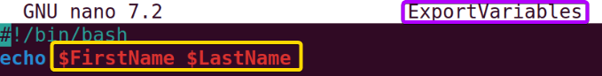 using variables in a bash script