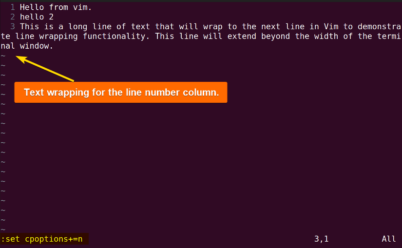 Text wrapping for the line number column.