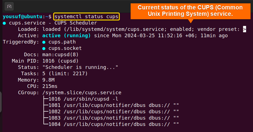 Checking the current status of a service