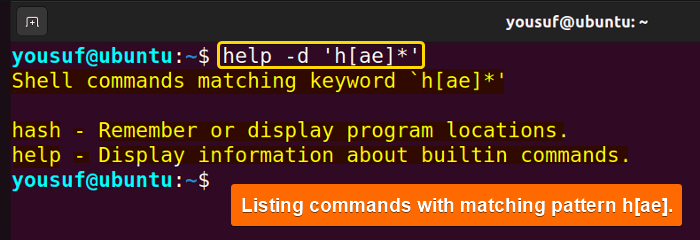 Listing commands with matching patterns
