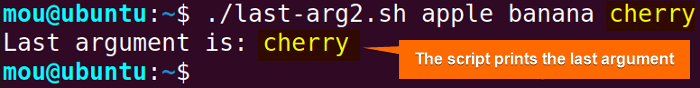 getting last argument using for loop