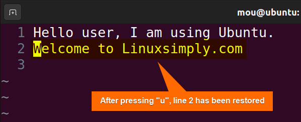 undo operation in vim