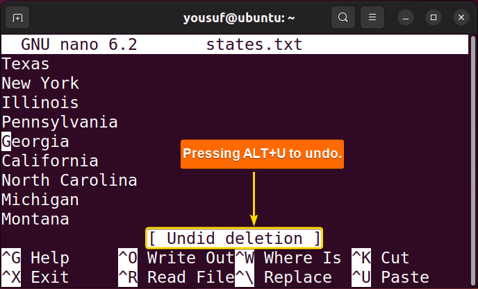 15-Pressing keyboard shortcut to undo deletion