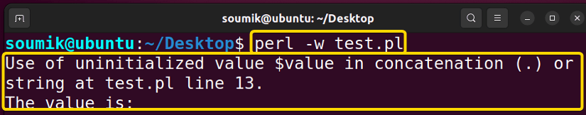 Showing warnings with -w