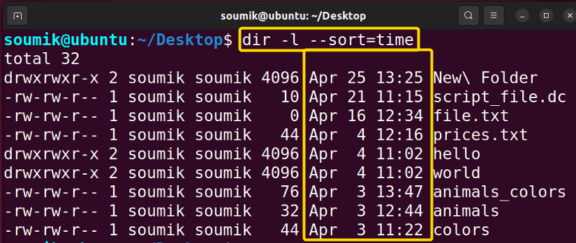 File sort by time