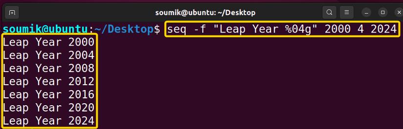 Formatting with -f Option