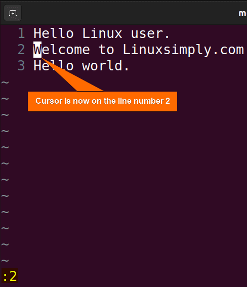 move to line 2